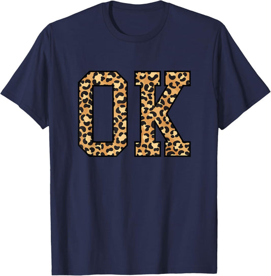 OK Leopard Pattern Oklahoma T-Shirt - T-Shirt | Navy
