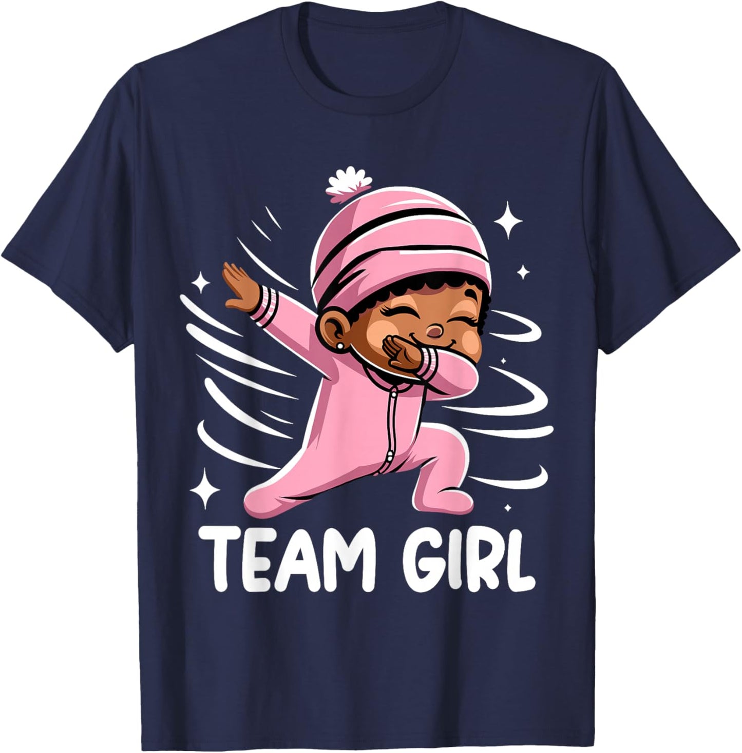 Gender Reveal Party Team Girl Baby Announcement T-Shirt - T-Shirt | Navy