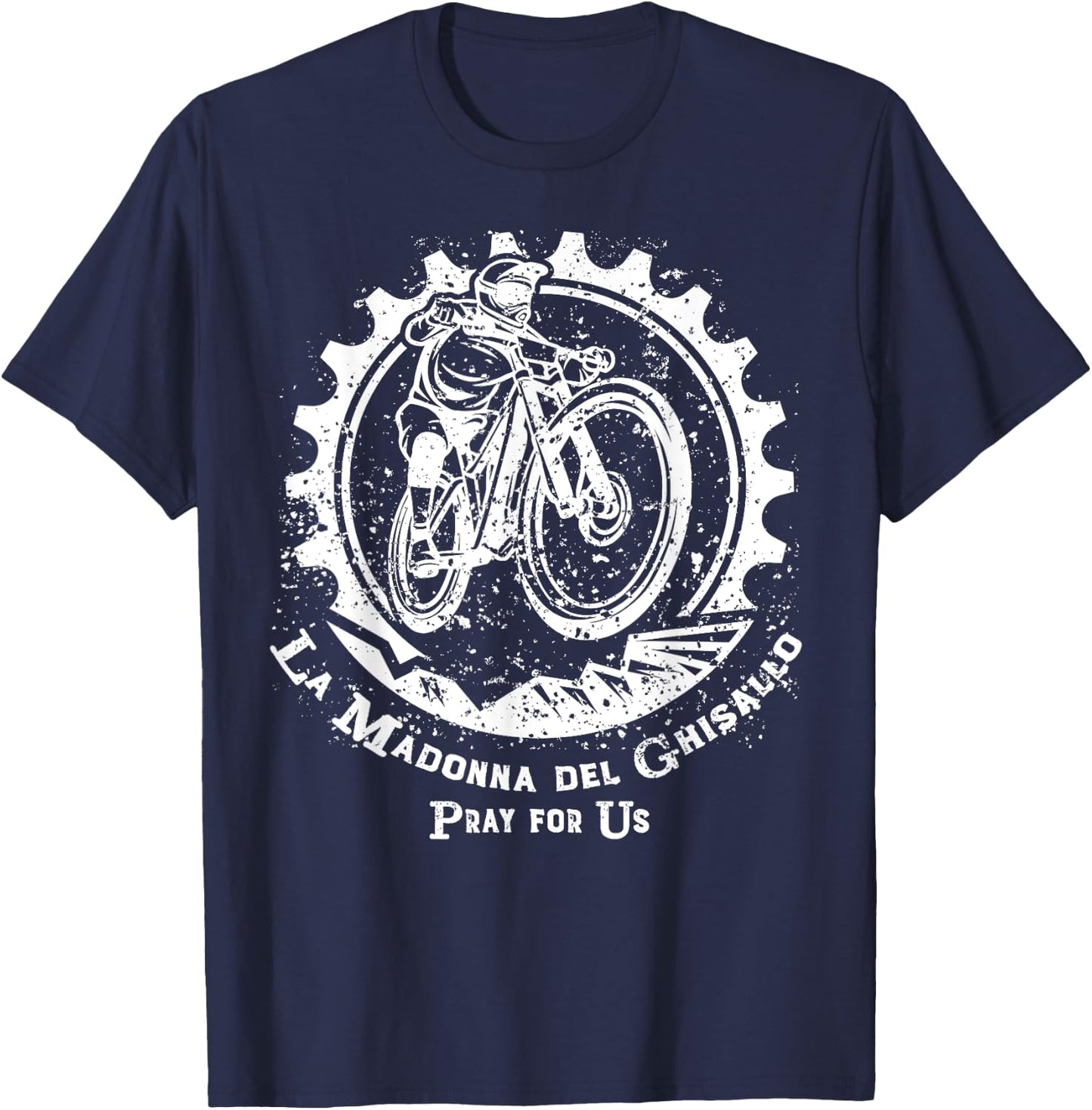 La Madonna del Ghisallo Mountain Biking Patron Saint Cycling T-Shirt - T-Shirt | Navy