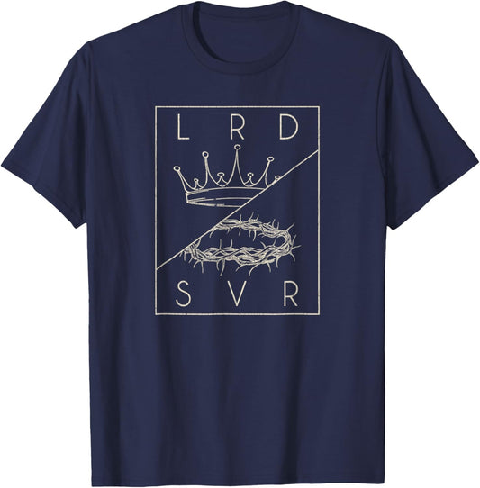 Vintage Retro Jesus Christian Lord & Savior graphic T-Shirt - T-Shirt | Navy