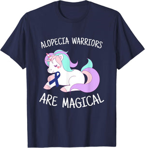 Unicorn Alopecia Warrior Gift, Alopecia Awareness T-Shirt - T-Shirt | Navy