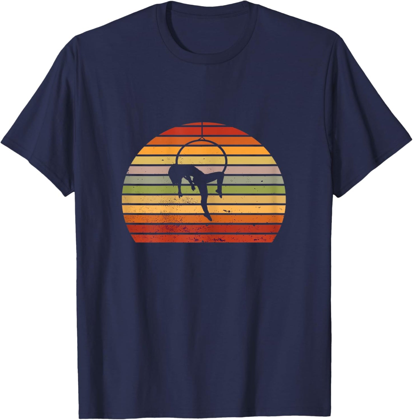 Aerial Retro Vintage Aerial Hoop Trapeze Hanging Aerialist T-Shirt - T-Shirt | Navy