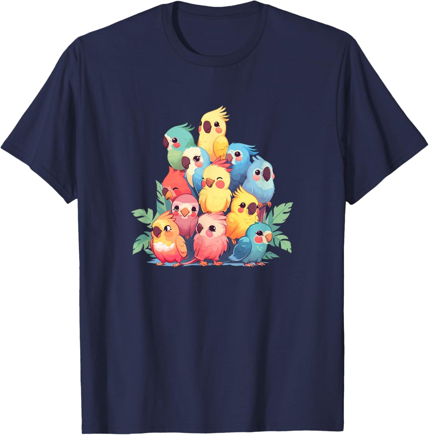Cute Kawaii Pastel Cockatiel Bird Boys Girls Kids T-Shirt - T-Shirt | Navy
