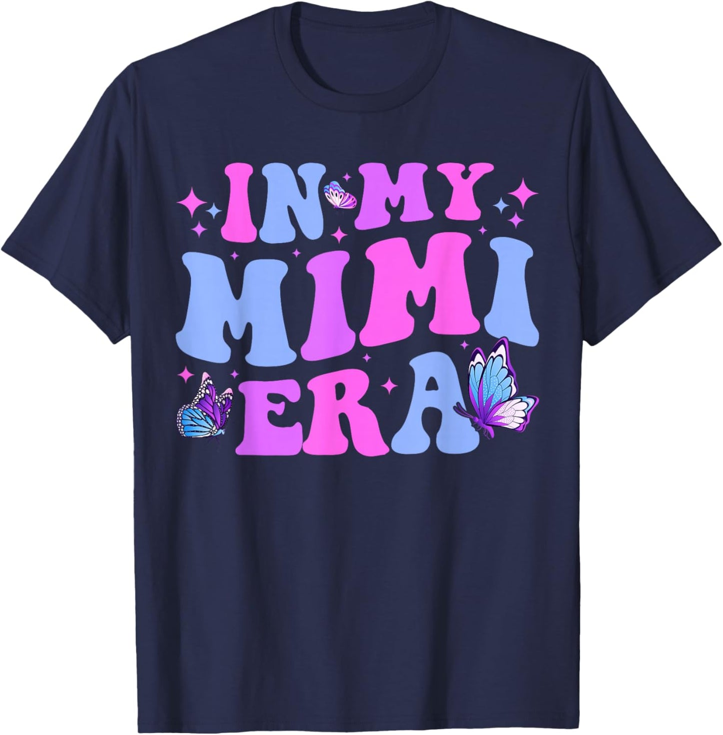 In My Mimi Era Mom Baby Announcement for Grandma Mothers Day , Small, Black T-Shirt - T-Shirt | Navy