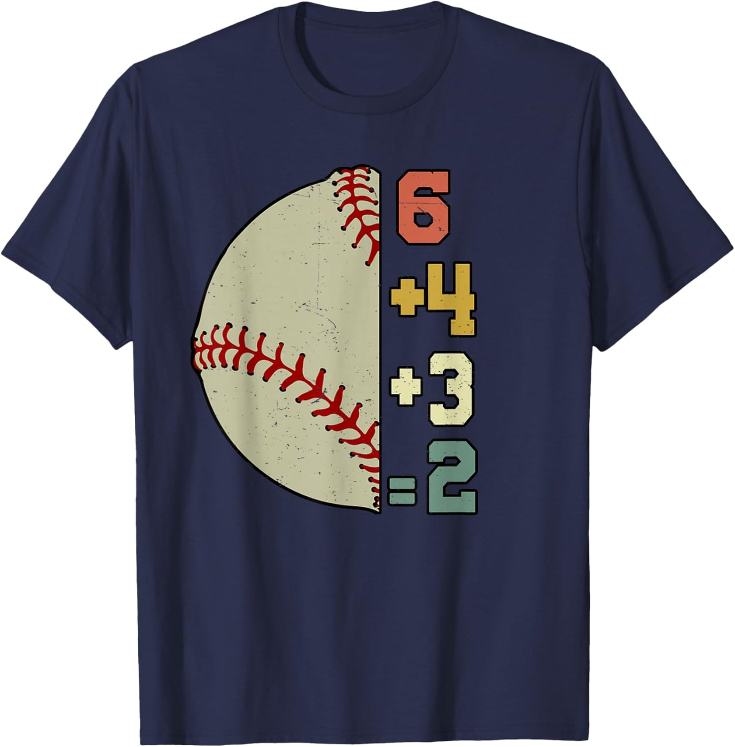 Funny 6+4+3=2 Baseball Pitcher Double Play Women Youth Boy T-Shirt - T-Shirt | Navy