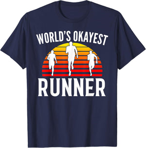 World's Okayest Runner Funny Marathon Run/Running Gift T-Shirt - T-Shirt | Navy
