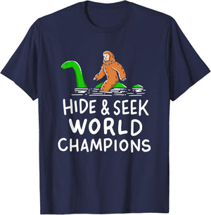 Bigfoot Riding Loch Ness Monster Gift A Champion T-Shirt - T-Shirt | Navy