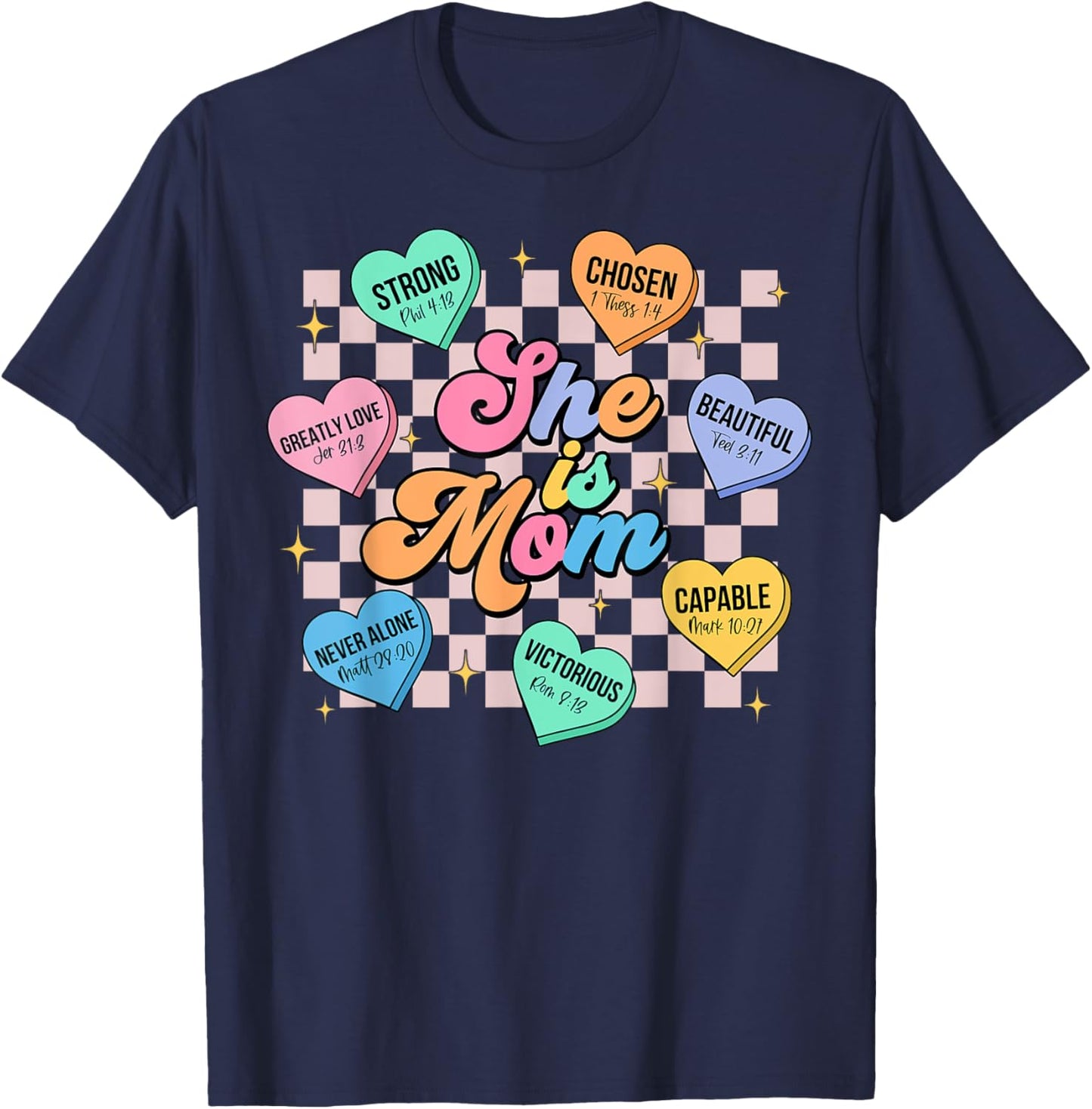 She Is Mom Christian Bible Verse Religious Mother's Day T-Shirt - T-Shirt | Navy