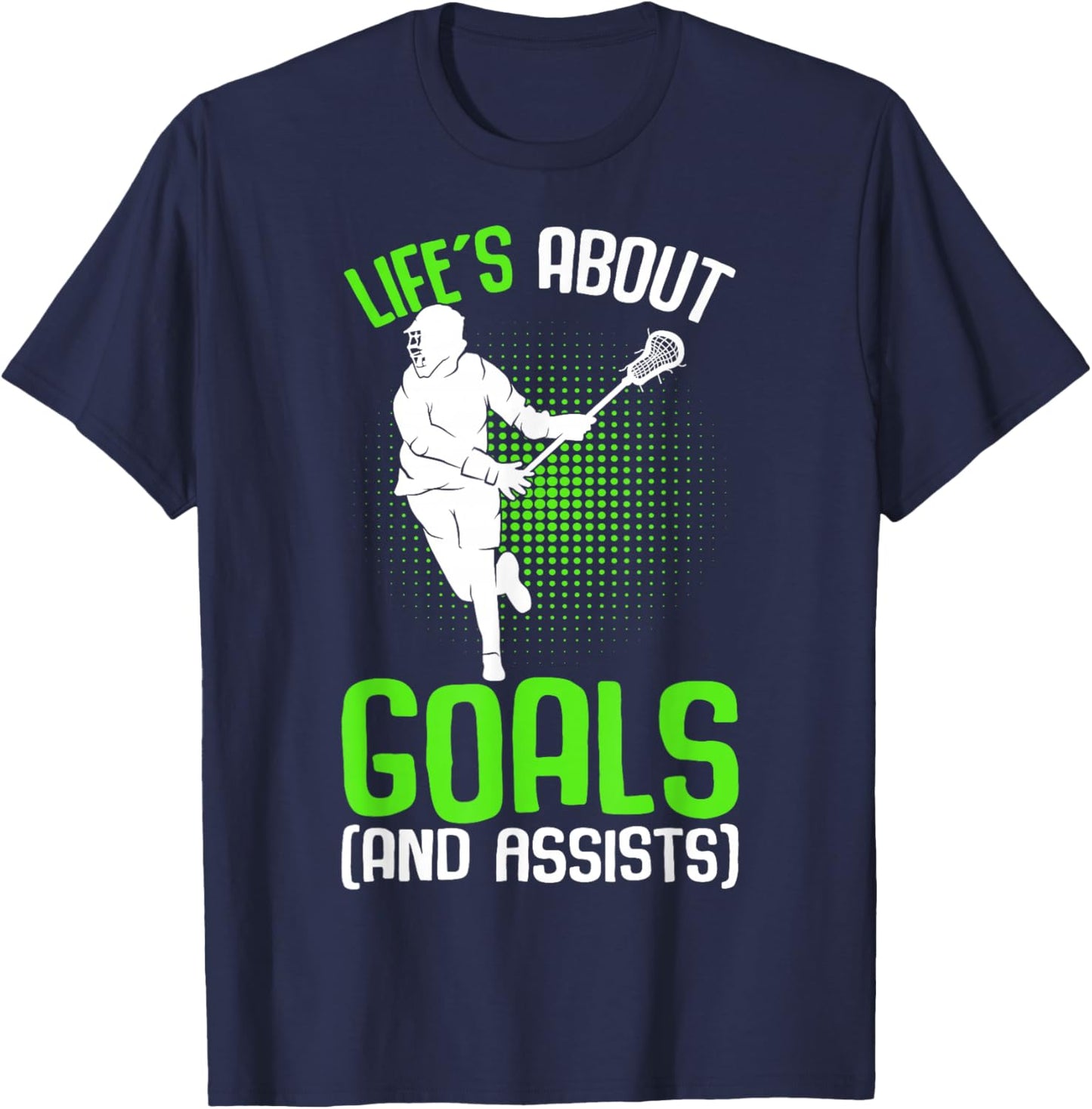 Life´s About Goals Lacrosse Player Youth Men Boys Kids T-Shirt - T-Shirt | Navy