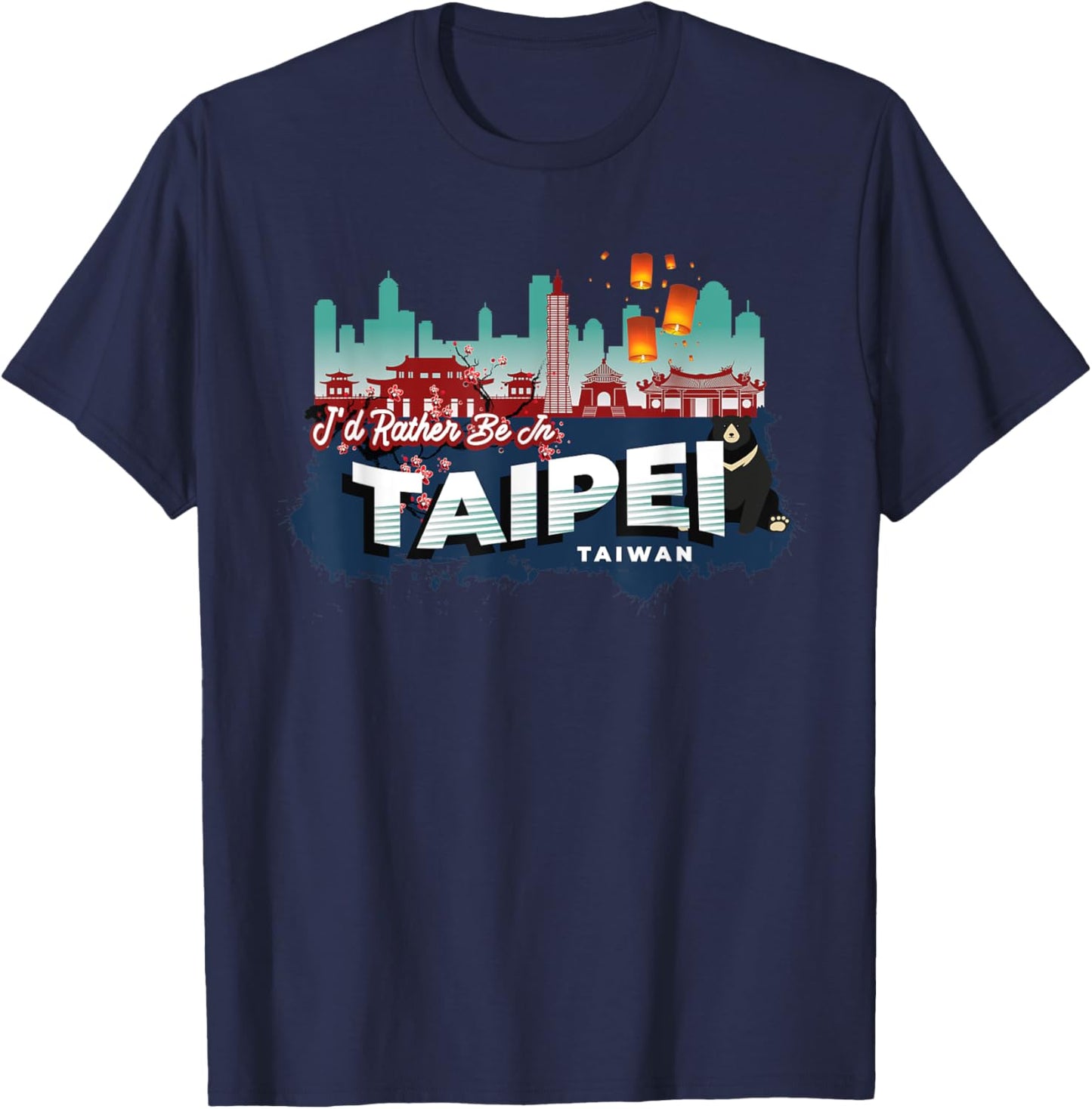 I'd Rather Be in Taipei Taiwan Vintage Souvenir T-Shirt - T-Shirt | Navy