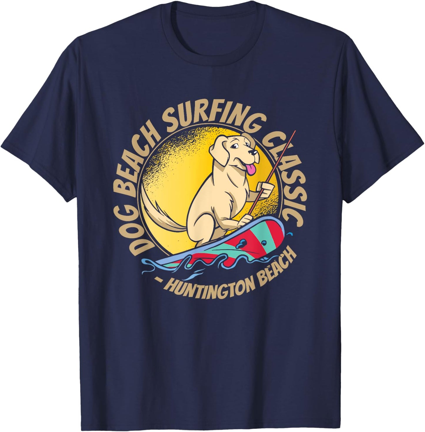 Huntington Dog Beach California CA Surf T-Shirt - T-Shirt | Navy