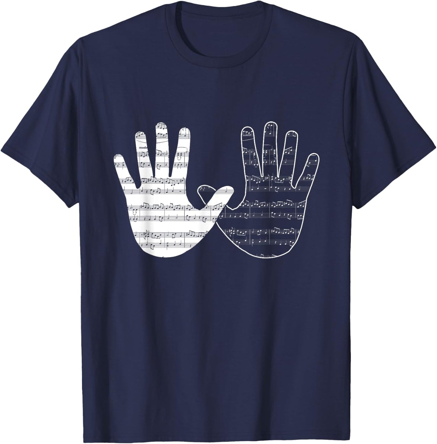 Music Musical Player Hands Piano Pianist Gift T-Shirt - T-Shirt | Navy