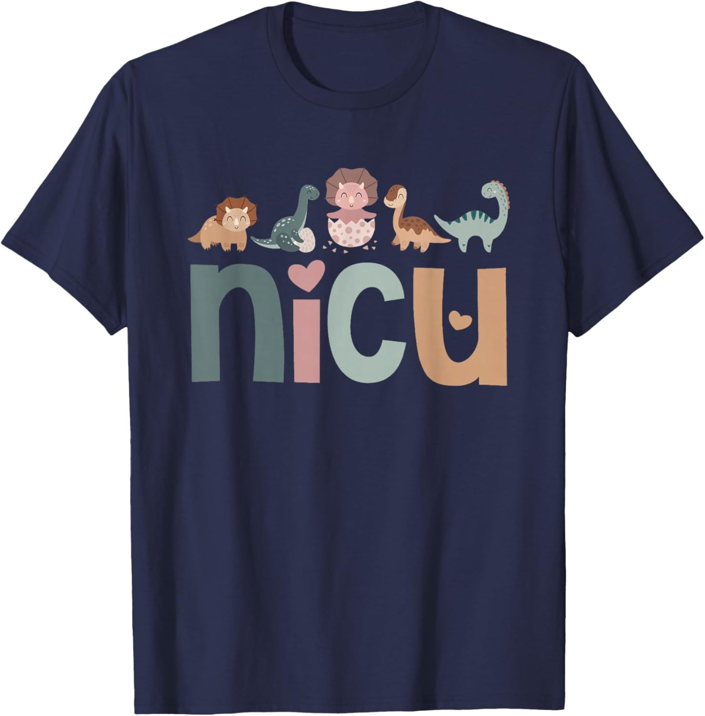 Retro NICU Nurse Baby Dinosaurs Neonatal Intensive Care Unit T-Shirt - T-Shirt | Navy