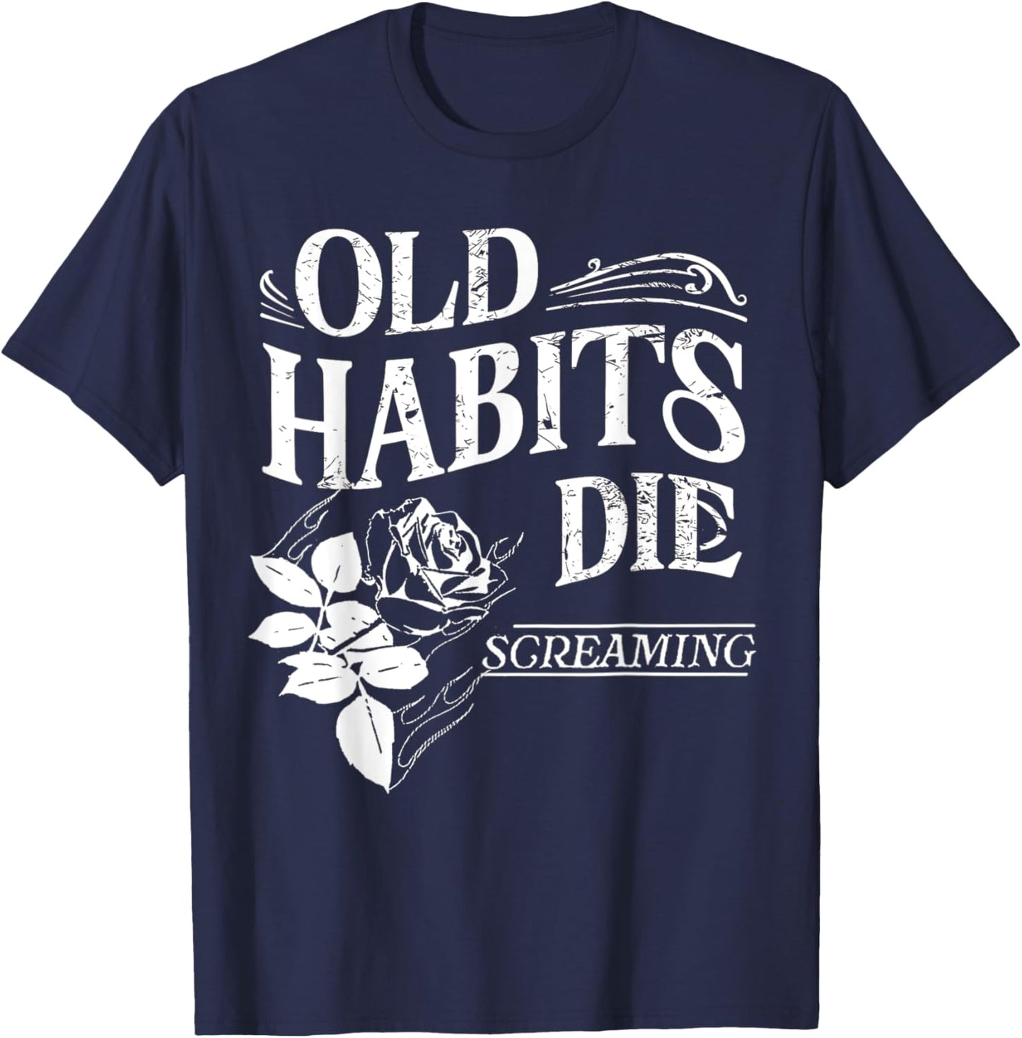 Old Habits - Die Screaming T-Shirt - T-Shirt | Navy