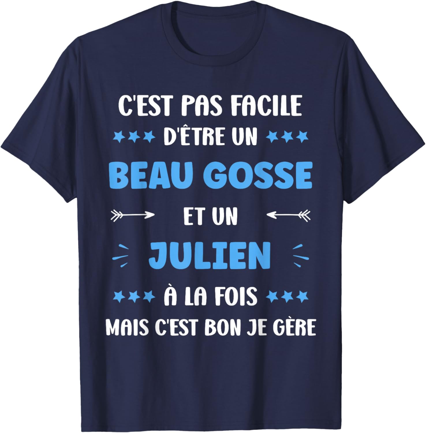 Beau gosse Super Julien Boys Humour Name Julien , Black, S T-Shirt - T-Shirt | Navy