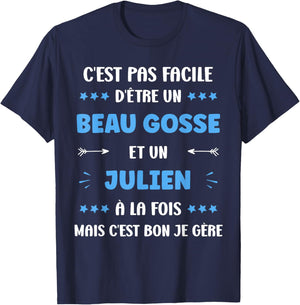 Beau gosse Super Julien Boys Humour Name Julien , Black, S T-Shirt - T-Shirt | Navy