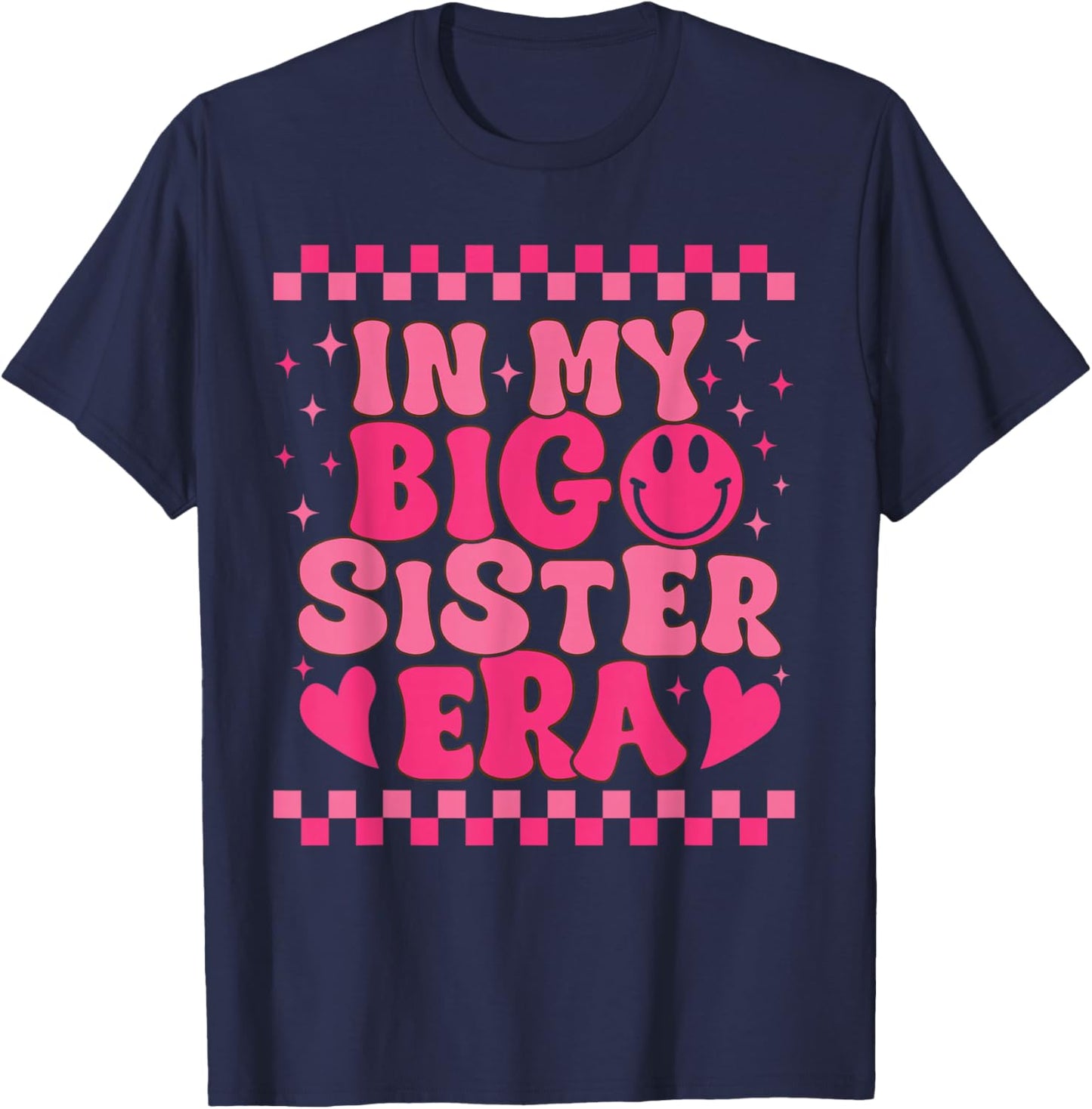 Groovy in My Big Sister Era Retro Big Sister Girls Kids Gift T-Shirt - T-Shirt | Navy