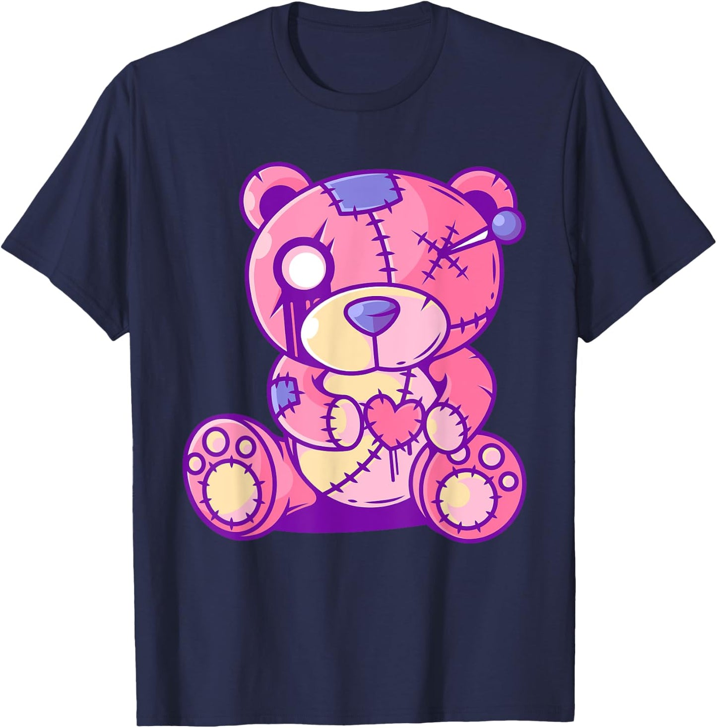 Pastel Goth Teddy Bear Japanese Anime Kawaii Menhera T-Shirt - T-Shirt | Navy