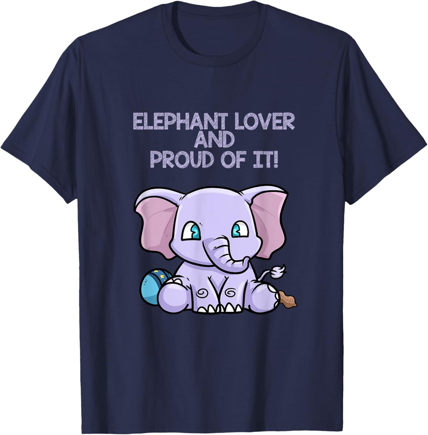 Elephant Lover And Proud Of It Colorful Graphic T-Shirt - T-Shirt | Navy