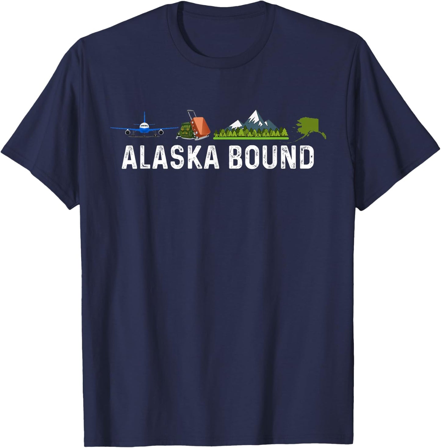 Alaska Bound Airplane Luggage and Mountains T-Shirt - T-Shirt | Navy