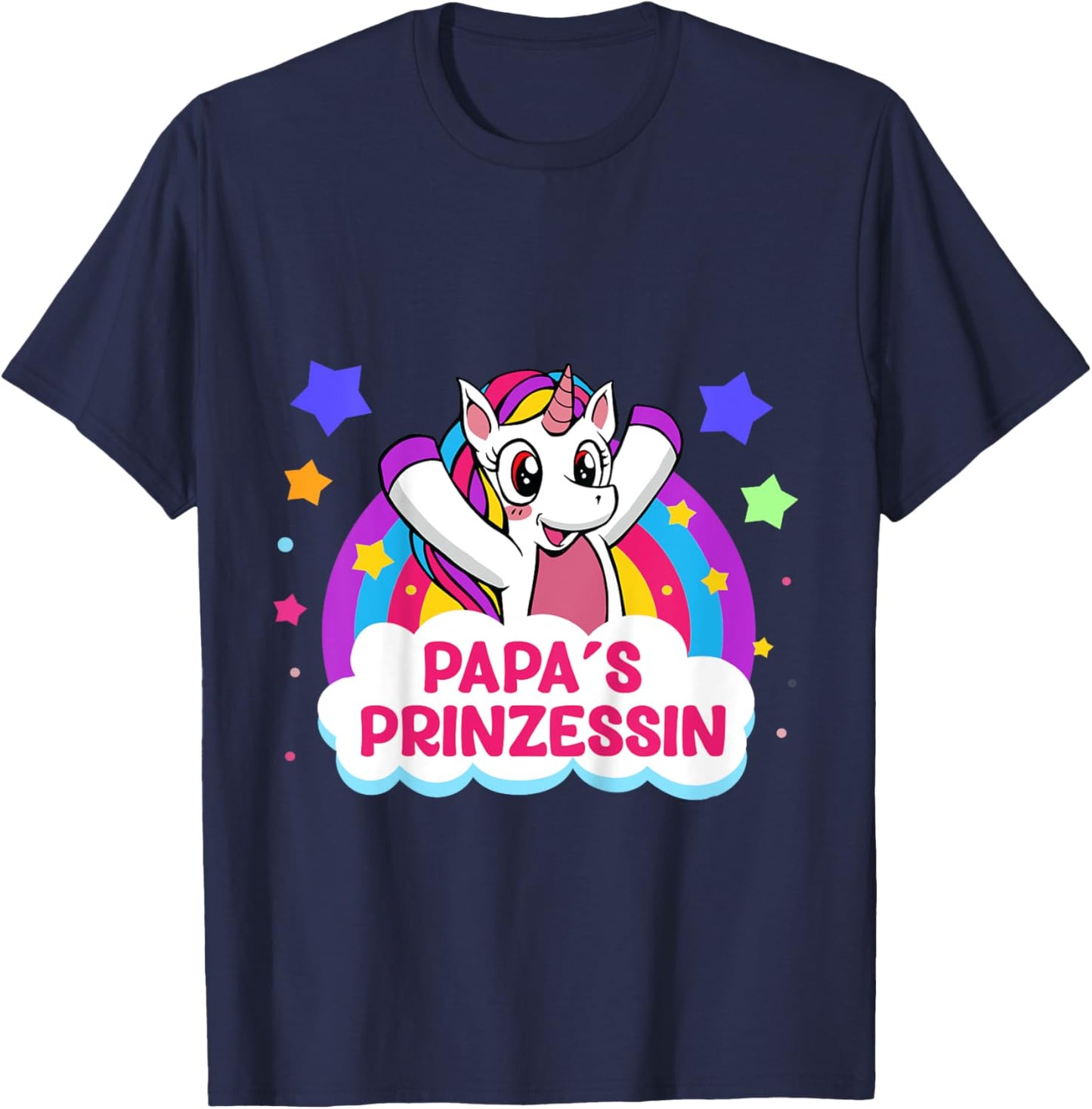 Mädchen Vater Papa Tochter Einhorn Papa Prinzessin Vatertag T-Shirt - T-Shirt | Navy