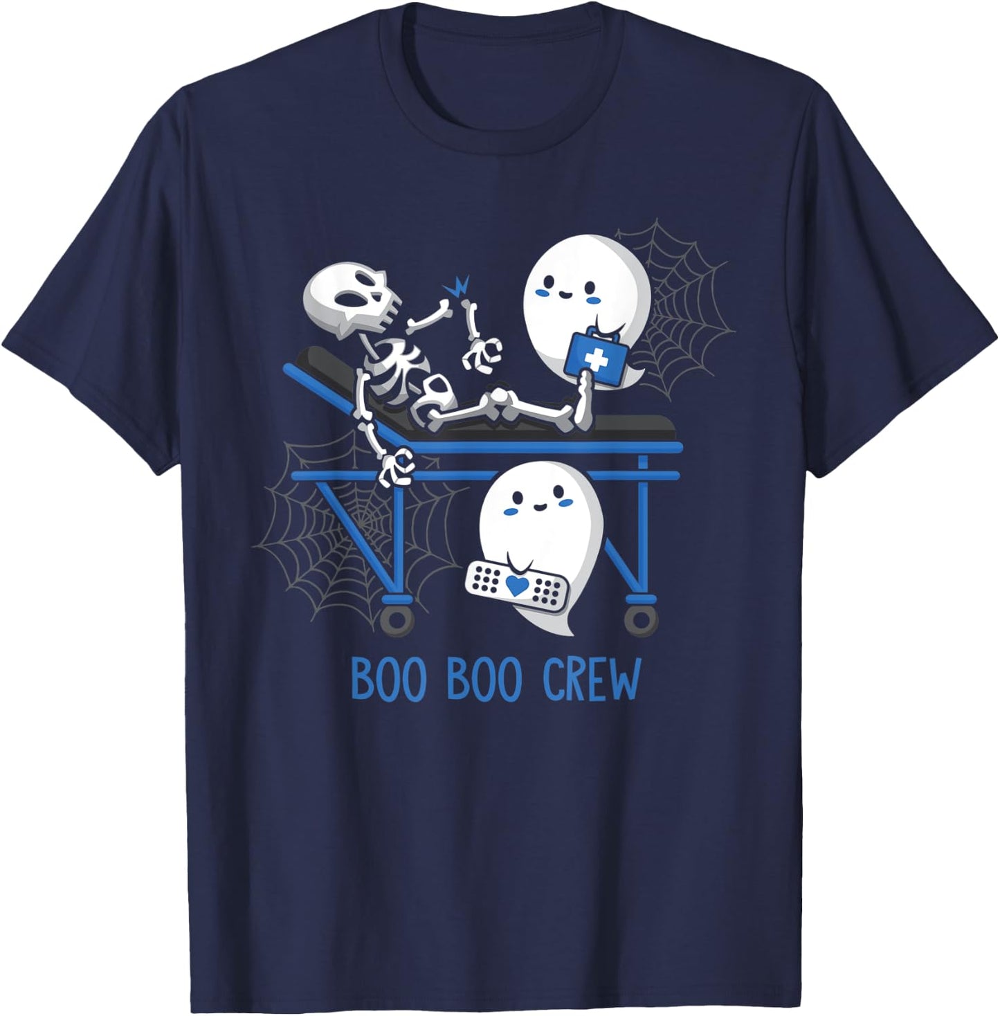 Boo Boo Crew Ghost Doctor Paramedic EMT Nurse Halloween T-Shirt - T-Shirt | Navy