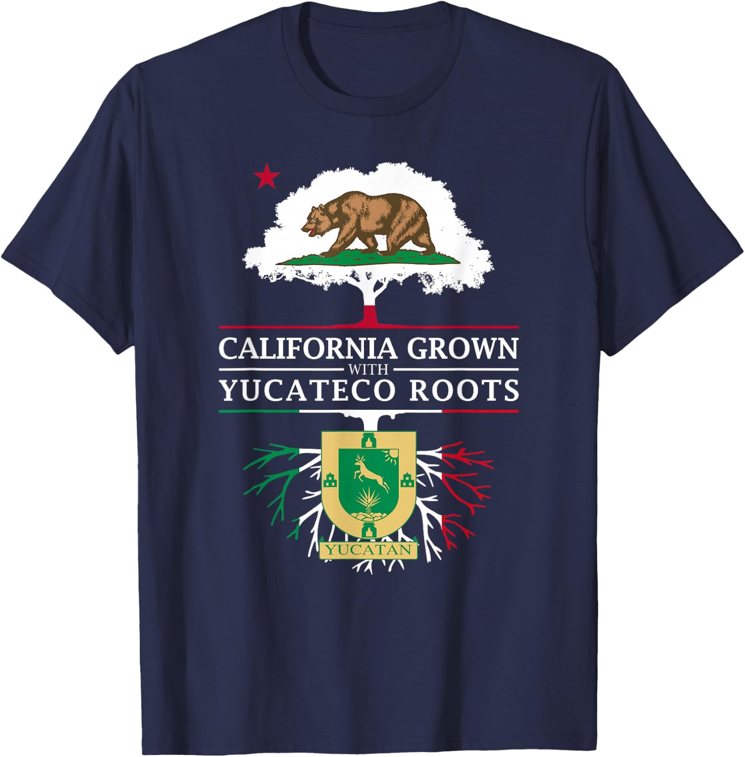 California Grown with Yucateco Roots - Yucatan T-Shirt - T-Shirt | Navy