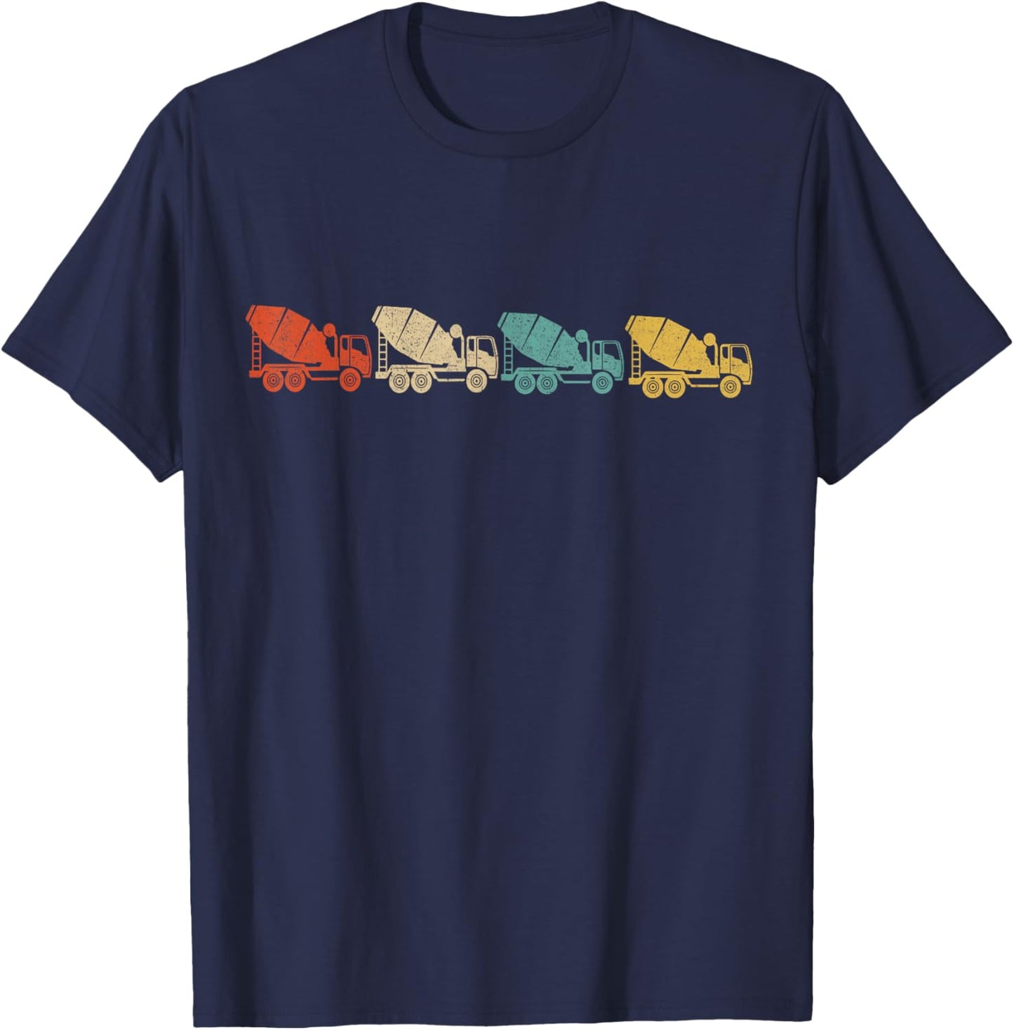 Retro Cement Mixer Truck Concrete Finisher Concrete Mixer T-Shirt - T-Shirt | Navy