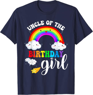 Uncle of The Birthday Girl Rainbow B-Day Matching Family T-Shirt - T-Shirt | Navy