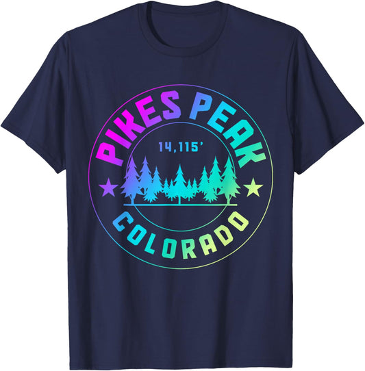Pikes Peak Colorado Mountain Hiking Vintage T-Shirt - T-Shirt | Navy