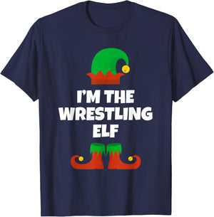 Funny The Wrestling Elf Christmas Xmas Wrestler T-Shirt - T-Shirt | Navy