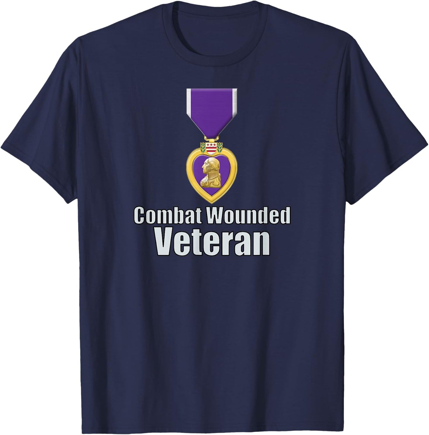 Purple Heart Combat Wounded Veteran T-Shirt - T-Shirt | Navy