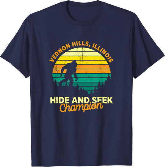Retro Vernon Hills, Illinois Big foot Souvenir T-Shirt - T-Shirt | Navy
