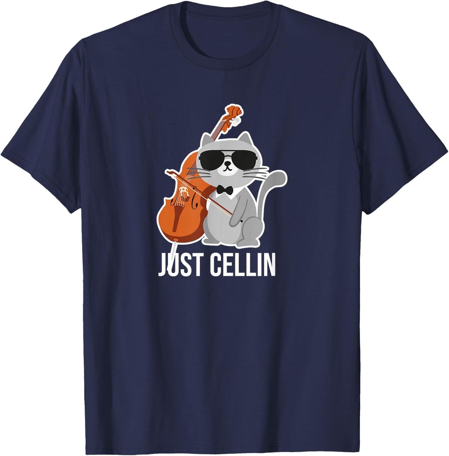 Just Cellin Cat Cello Design for Cellists Men Women Girls Kids T-Shirt - T-Shirt | Navy
