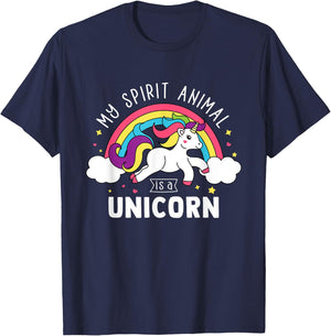 My Spirit Animal Is A Unicorn - Cute Unicorn Gift T-Shirt - T-Shirt | Navy