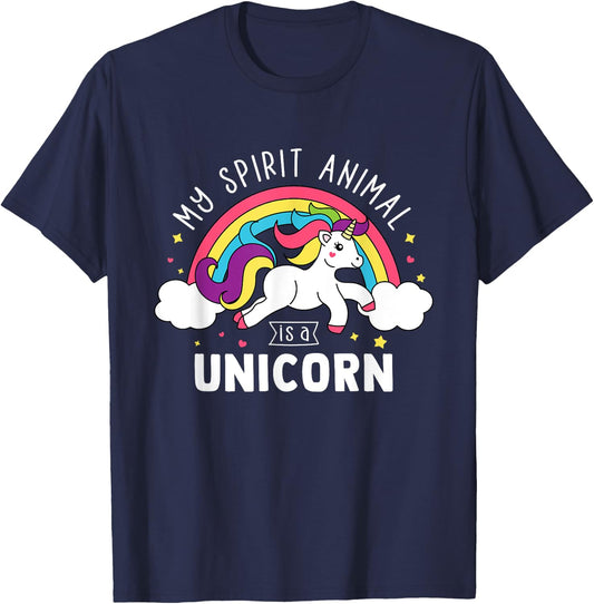 My Spirit Animal Is A Unicorn - Cute Unicorn Gift T-Shirt - T-Shirt | Navy