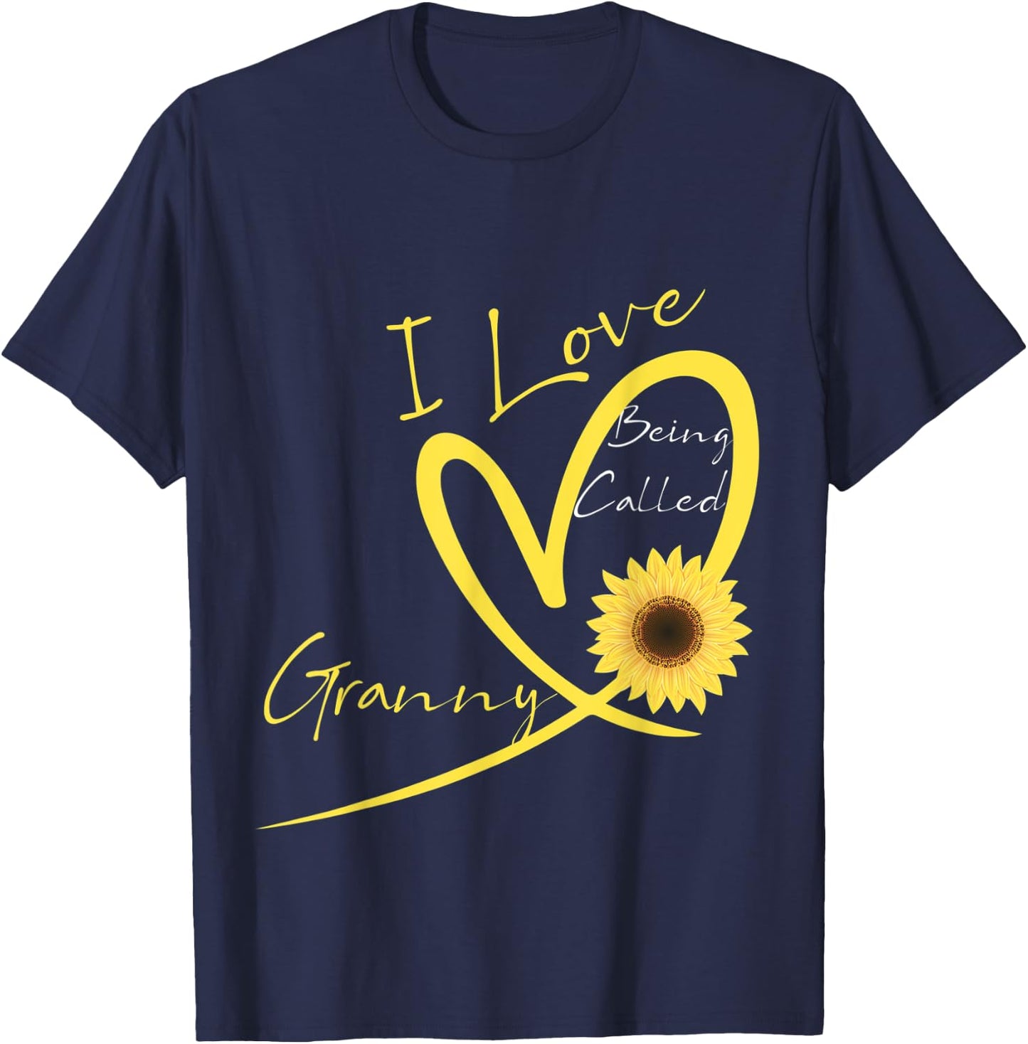 I Love Being Called Granny Sunflower Heart T-Shirt - T-Shirt | Navy