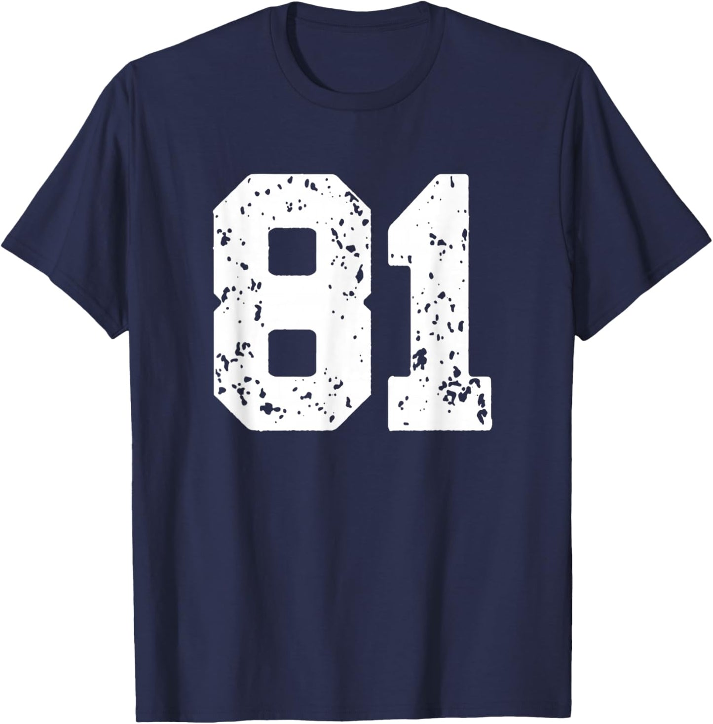 Number 81 White Best Classic College Style Birthday Funny T-Shirt - T-Shirt | Navy