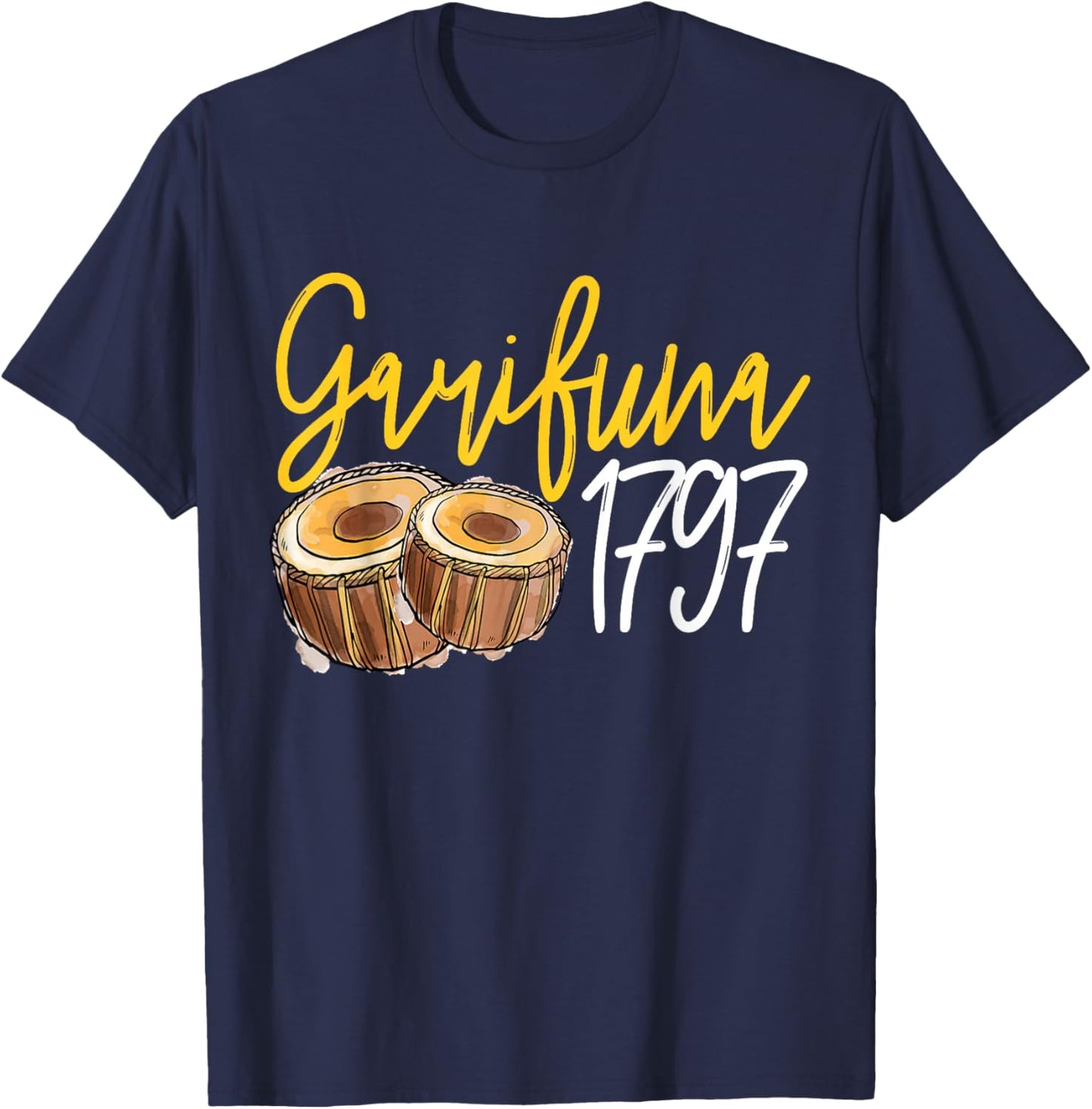 Garifuna 1797 Garifuna Music Drums T-Shirt - T-Shirt | Navy