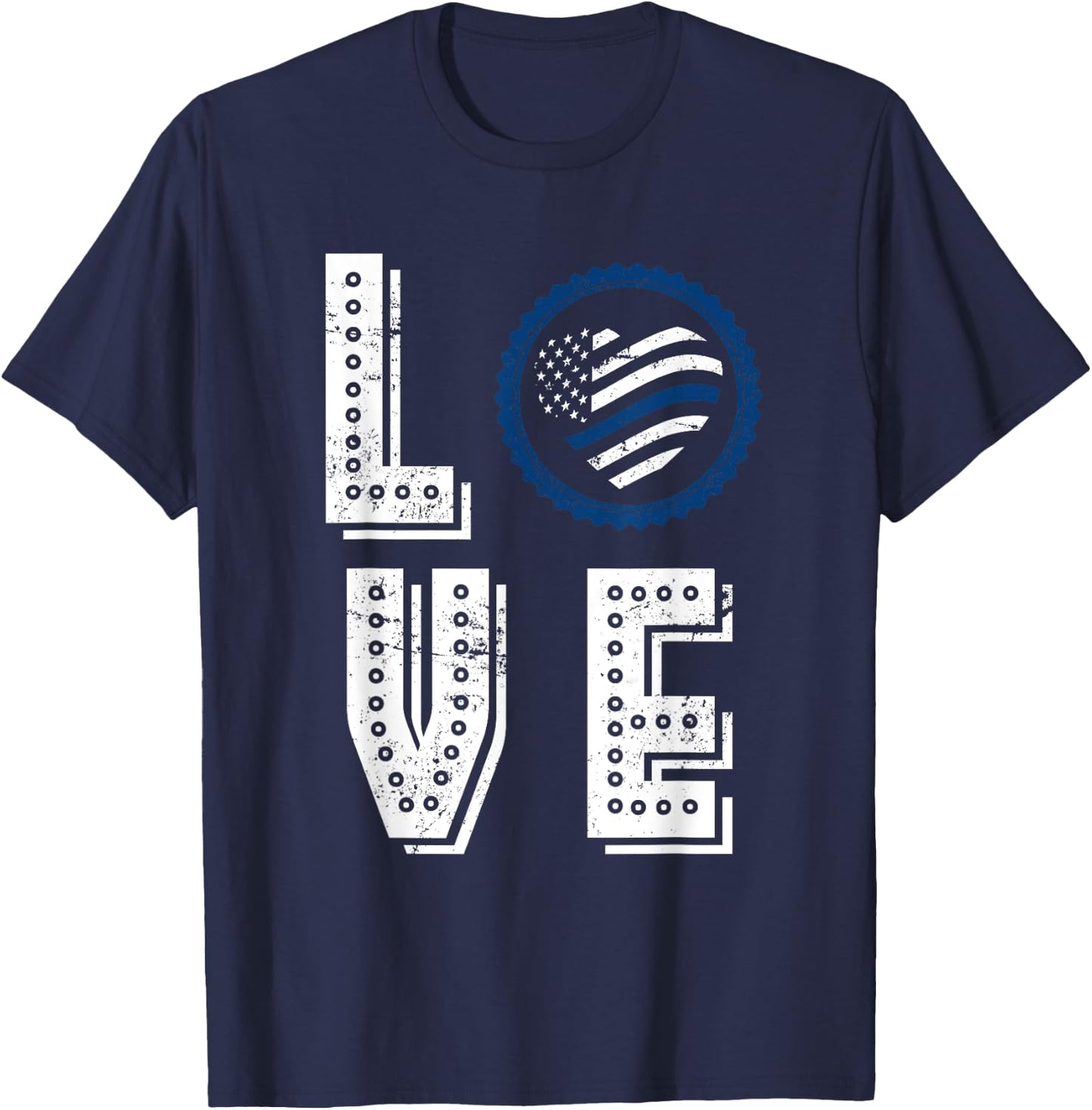 US Pride Police Officer Valentines Day Gift Police T-Shirt - T-Shirt | Navy