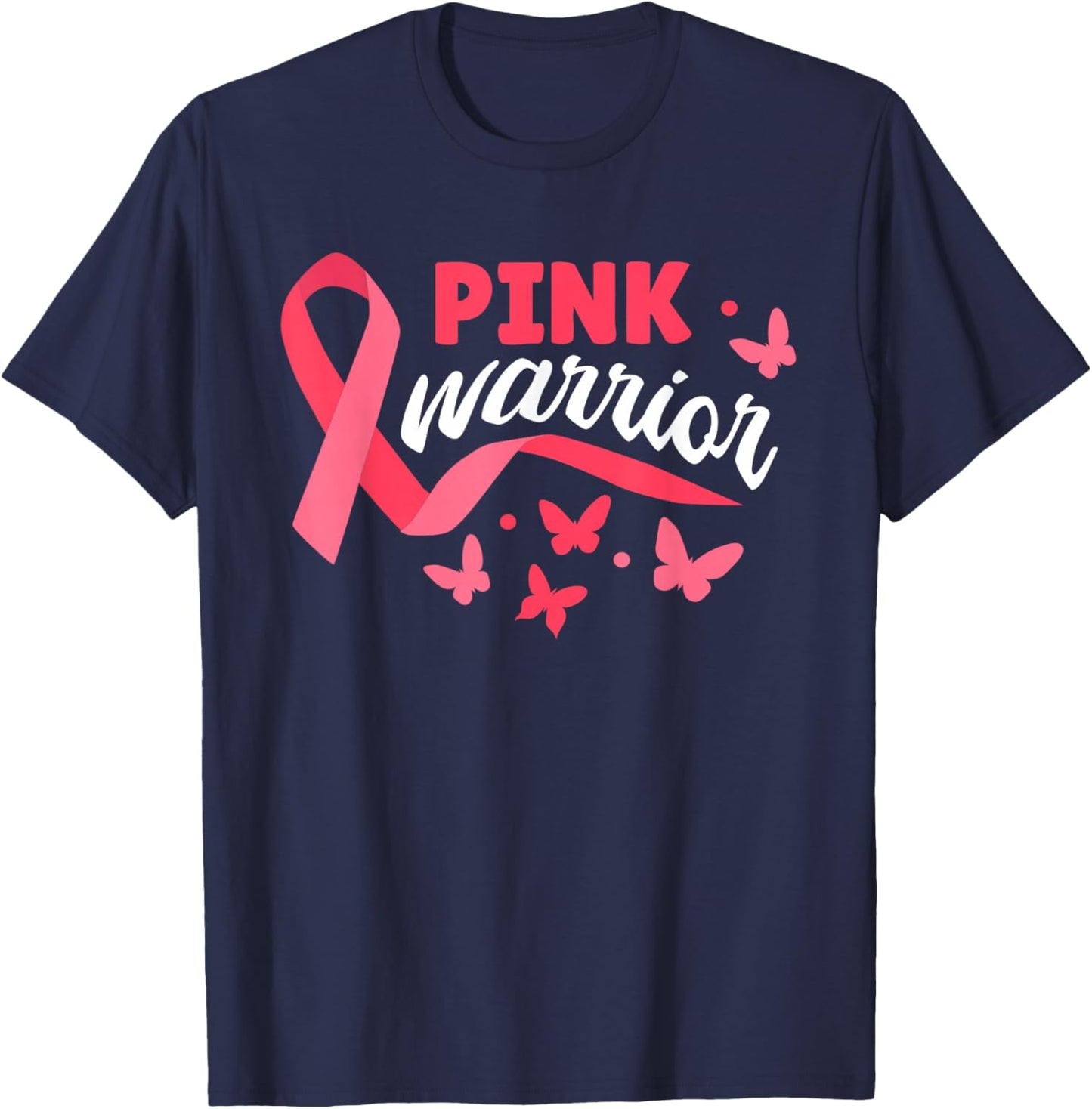 Women Breast Cancer Pink Warrior Shirts, Pink Ribbon Fighter T-Shirt - T-Shirt | Navy