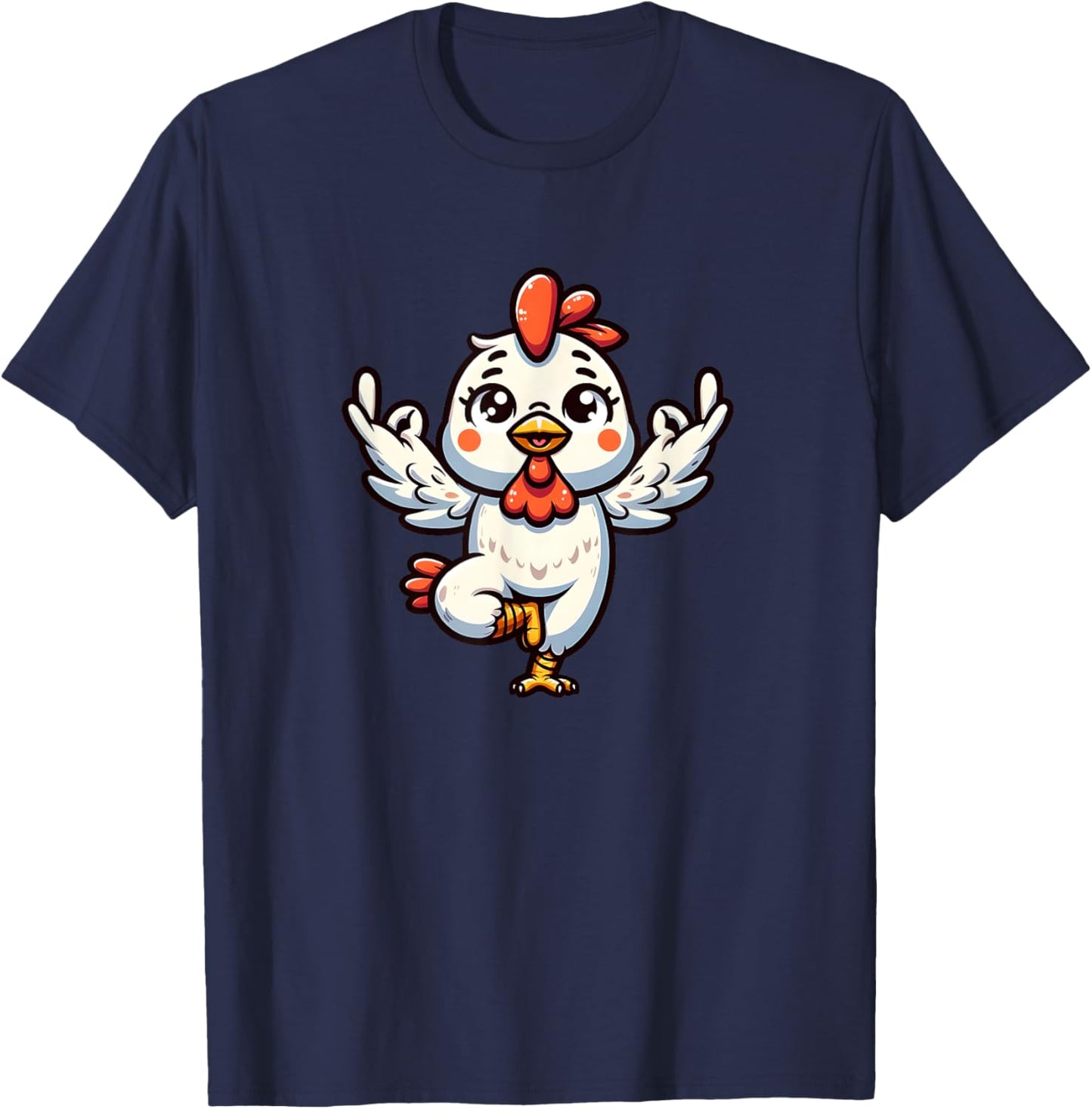Cute Yoga Chicken Gymnastics fitness workout meditation T-Shirt - T-Shirt | Navy