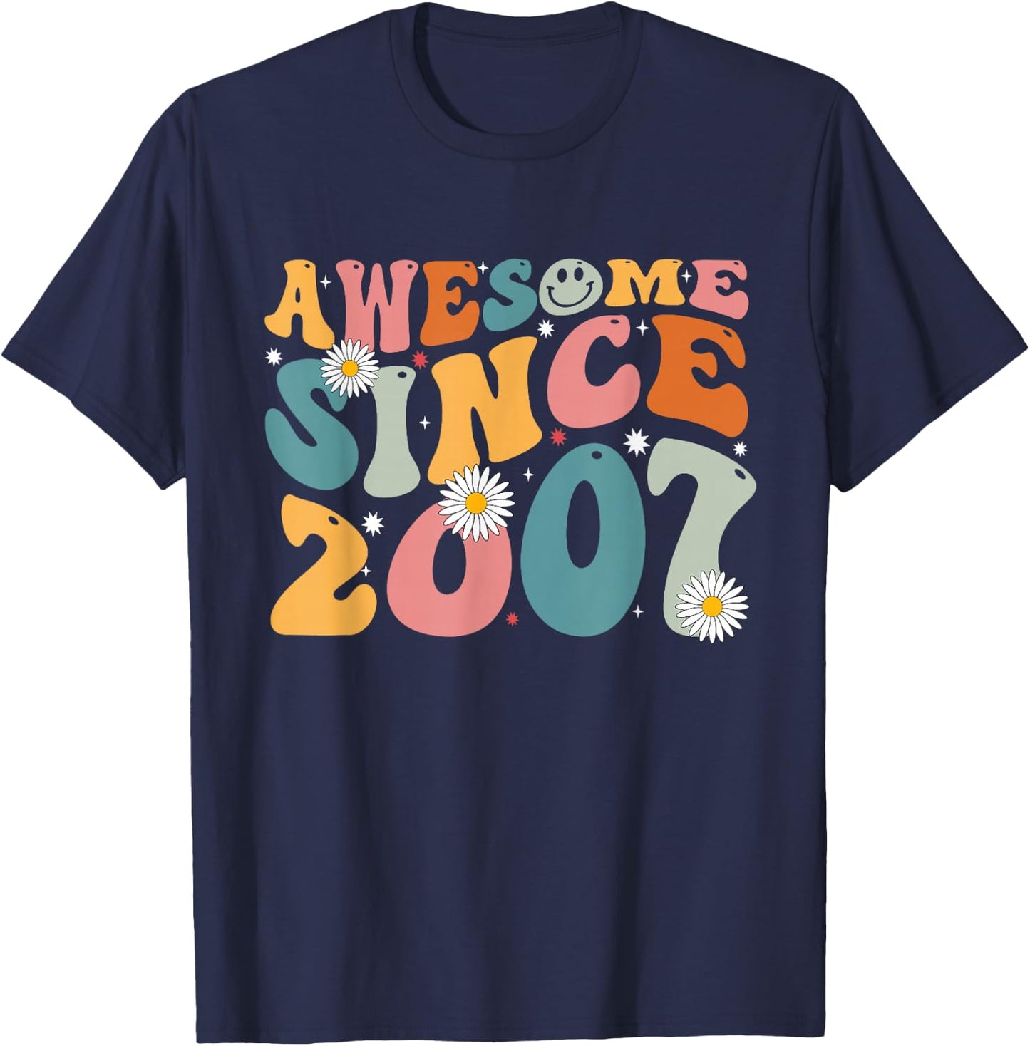 Awesome Since 2007 18th Birthday Retro Gifts Born in 2007 T-Shirt - T-Shirt | Navy
