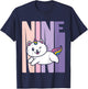 9 Year Old Cute Caticorn Cat Unicorn Birthday Girl B-day T-Shirt - T-Shirt | Navy
