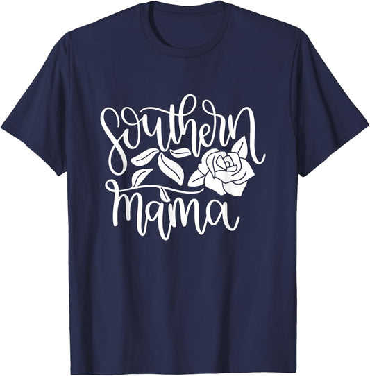 Southern Mama Floral Flower T-Shirt - T-Shirt | Navy