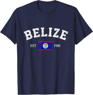 Belize Est. 1981 Belizean Flag Independence Day T-Shirt - T-Shirt | Navy