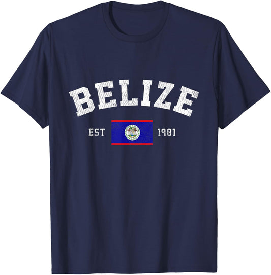 Belize Est. 1981 Belizean Flag Independence Day T-Shirt - T-Shirt | Navy