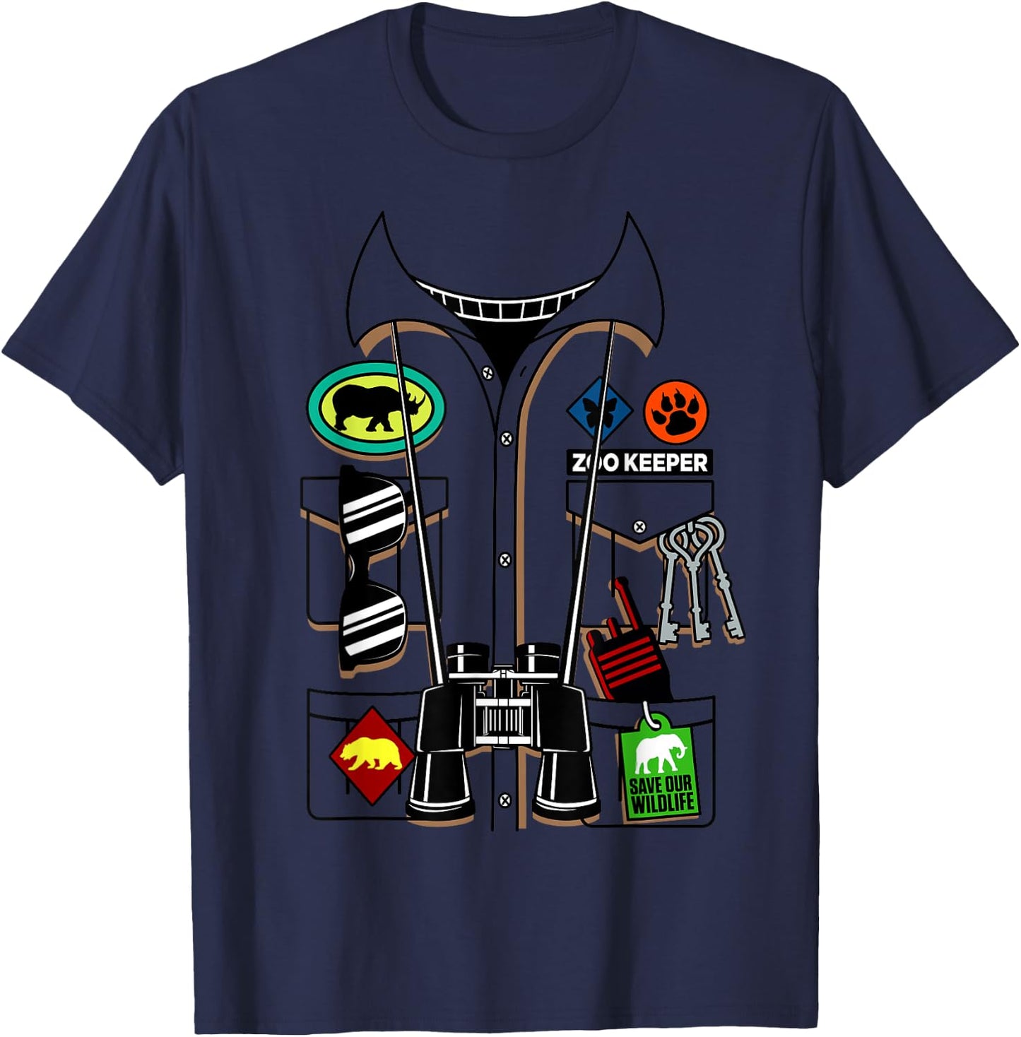 Zoo Keeper Halloween Costume DIY Jungle Safari Explorer Gift T-Shirt - T-Shirt | Navy