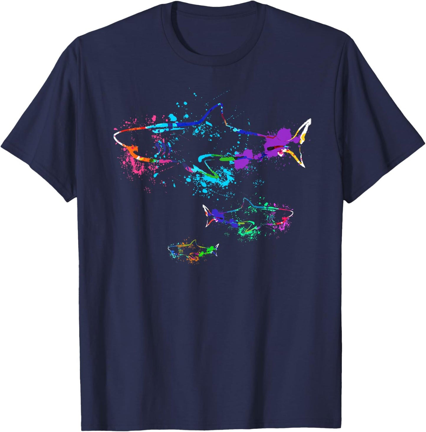 Vintage Shark Silhouette | Hammerhead Shark Tiger Shark T-Shirt - T-Shirt | Navy