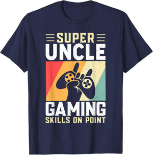 Super Uncle Gaming Skills Funny Video Gamer T-Shirt - T-Shirt | Navy